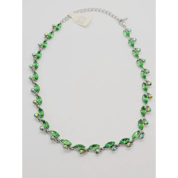 Cinderella Jewelry - Rhodium plating silver necklace green